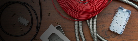 Electrical items on a desk
